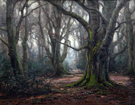 § Frederick Golden Short (1863-1936) New Forest glade, 14 x 18in.